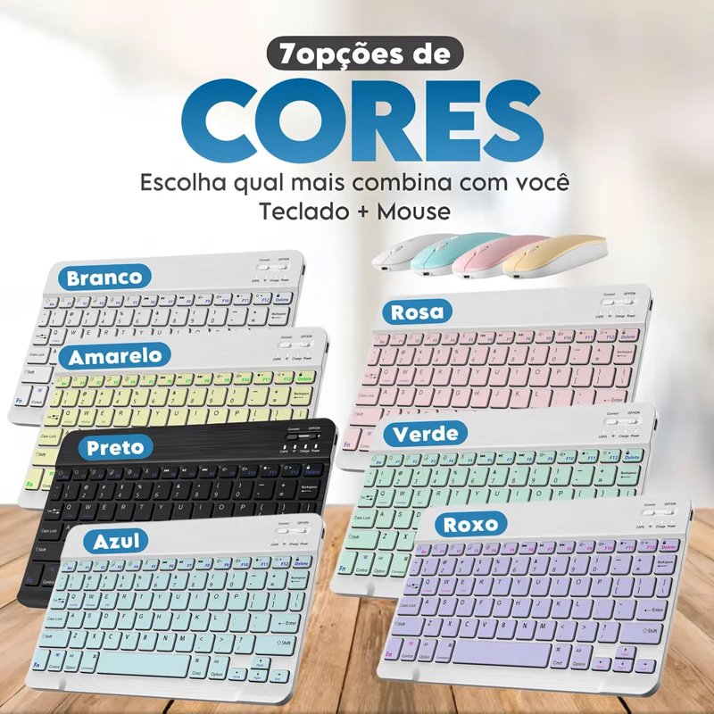 Teclado e Mouse sem Fio Bluetooth Preto