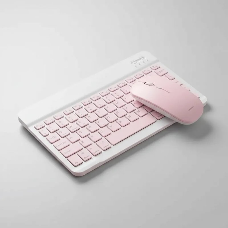 Teclado e Mouse sem Fio Bluetooth Rosa